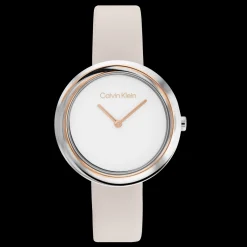 Aco E Dourado Rosa Em Pele Bege-Calvin Klein Watches Hot