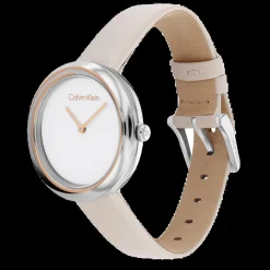 Aco E Dourado Rosa Em Pele Bege-Calvin Klein Watches Hot