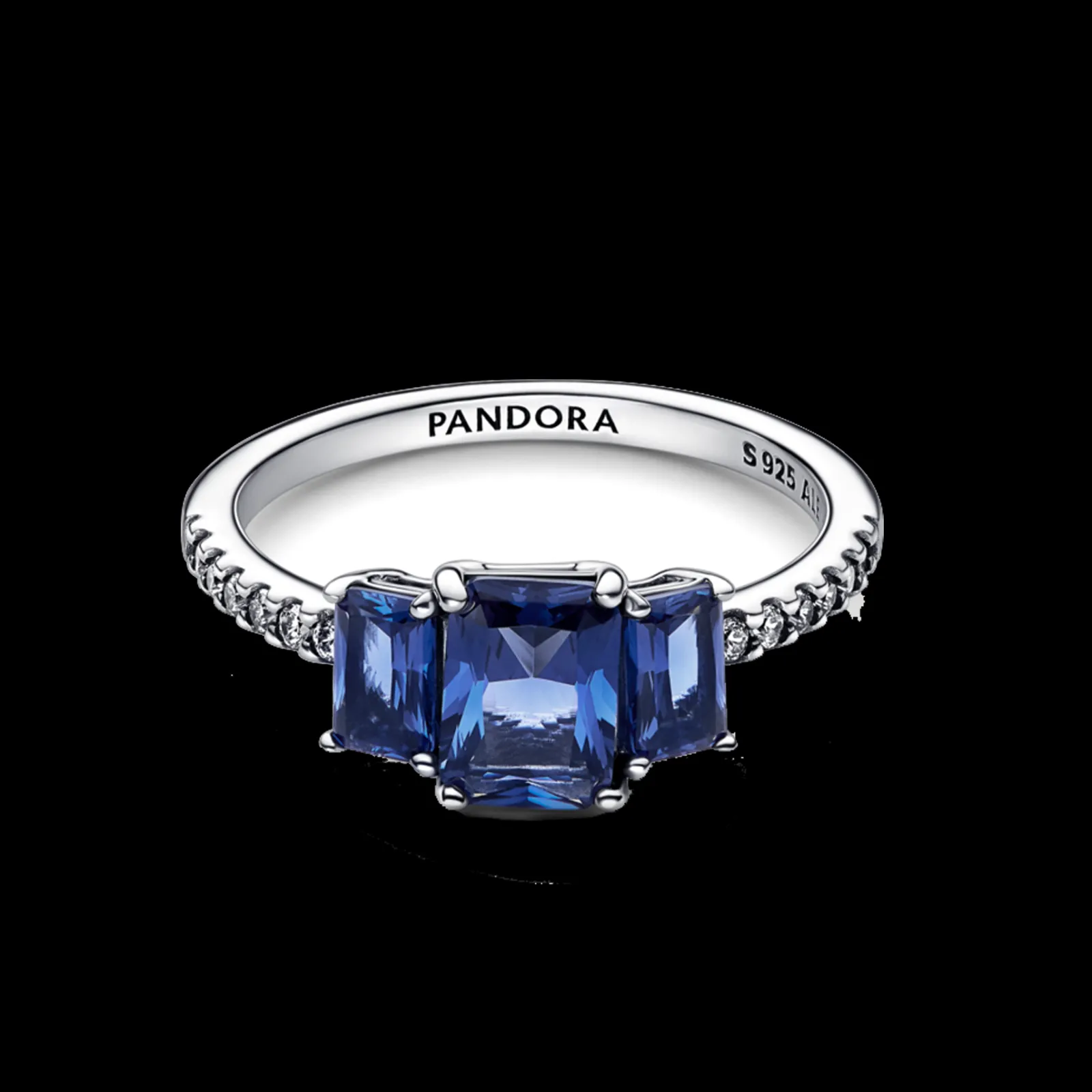 Anel Com Cristal Azul-Princesa-Pandora Outlet