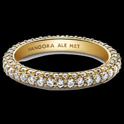 Anel Dourado Com Zirconias Cubicas-Pandora Best Sale