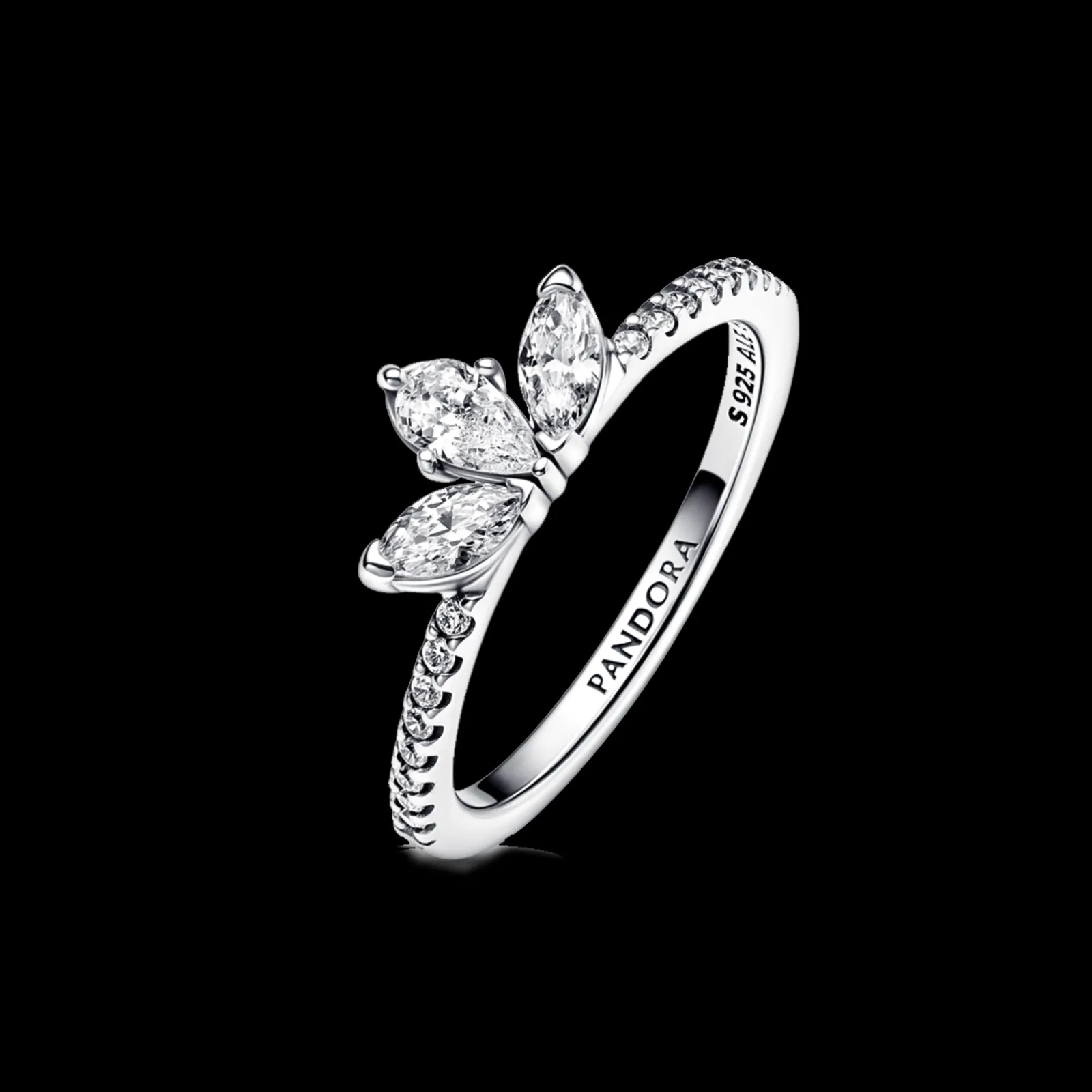 Anel Folha Com Zirconias-Pandora New