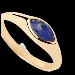 Anel Nomad Lapis Lazuli Stamp Dourado-PDPAOLA Clearance