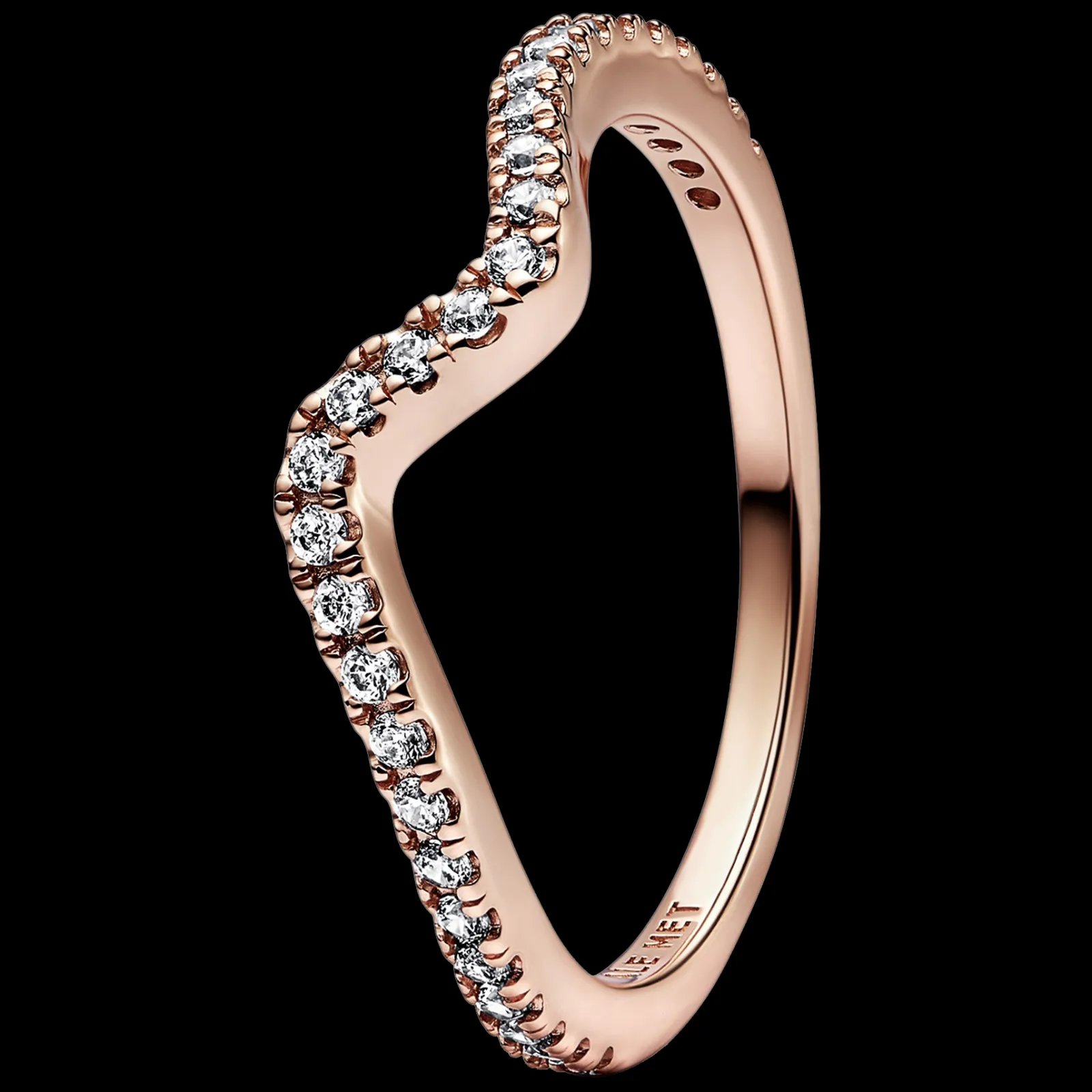 Anel Onda Rosa Com Zirconias-Pandora New