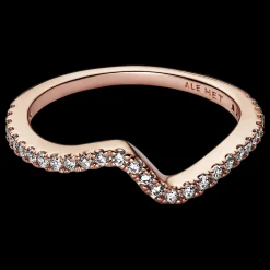 Anel Onda Rosa Com Zirconias-Pandora New