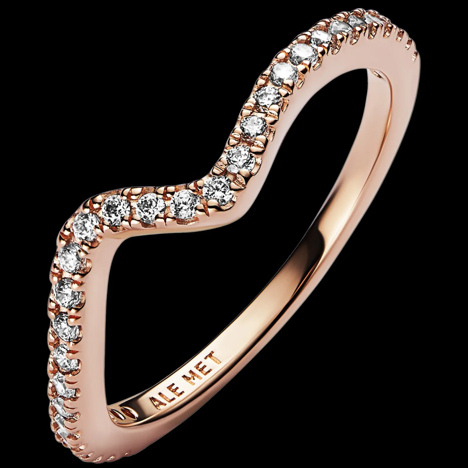 Anel Onda Rosa Com Zirconias-Pandora New