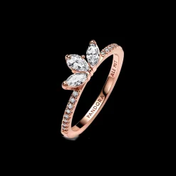 Anel Rosa Folha Com Zirconias-Pandora Cheap