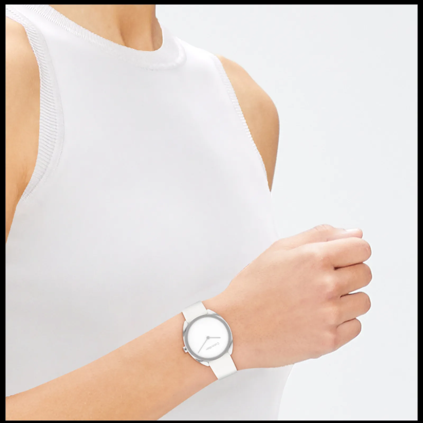 Branco Com Bracelete Em Pele-Calvin Klein Watches Cheap