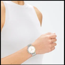 Branco E Dourado Em Aco-Calvin Klein Watches Fashion
