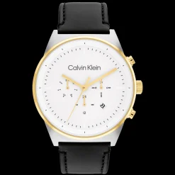 Branco E Dourado Em Pele Preta-Calvin Klein Watches Hot