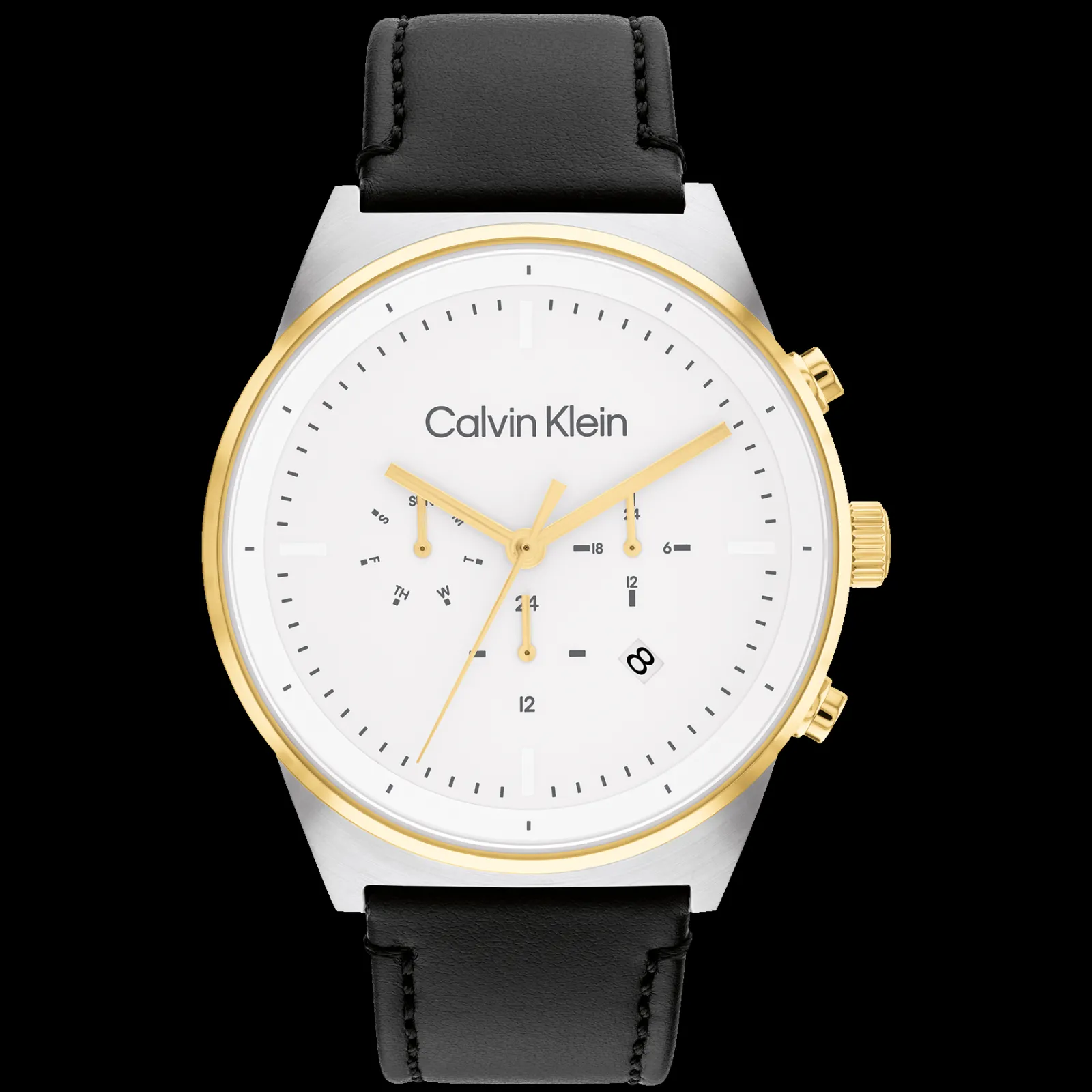 Branco E Dourado Em Pele Preta-Calvin Klein Watches Hot
