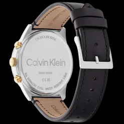 Branco E Dourado Em Pele Preta-Calvin Klein Watches Hot