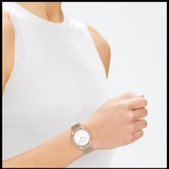 Branco E Dourado Rosa Em Malha Milanesa-Calvin Klein Watches Store