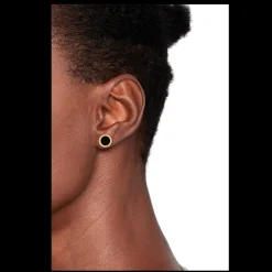 Brincos Aco Dourado Onix-Tommy Hilfiger Jewelry Hot