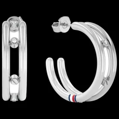 Brincos Argola Aco Prateado E Cristais-Tommy Hilfiger Jewelry Outlet