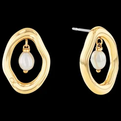 Brincos Em Dourado Com Perolas-Calvin Klein Jewelry Sale
