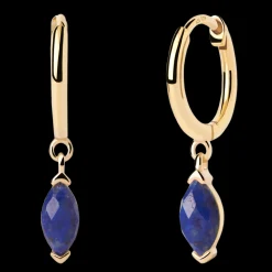 Brincos Nomad Lapis Lazuli Hoops Dourados-PDPAOLA Store