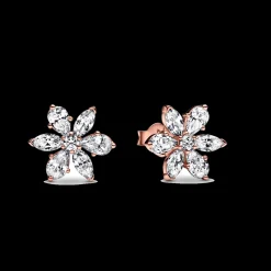 Brincos Rosa Folha Com Zirconias-Pandora Clearance