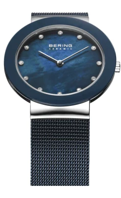 Ceramic Azul E Prateado-Bering Watches Fashion