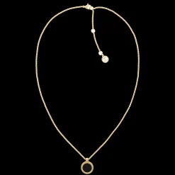 Colar Aco Dourado Pendente Onix-Tommy Hilfiger Jewelry New