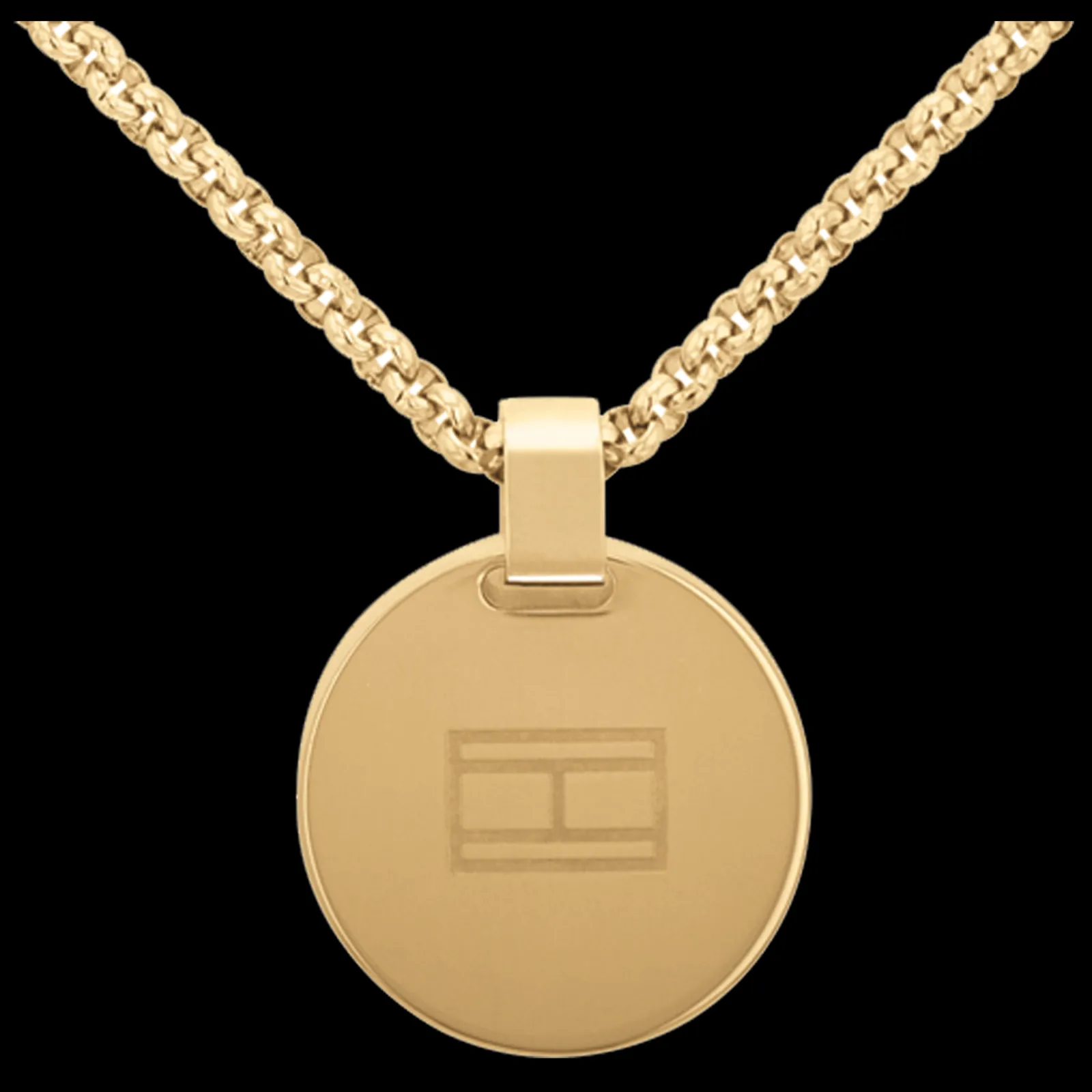 Colar Aco Dourado Pendente Onix-Tommy Hilfiger Jewelry New