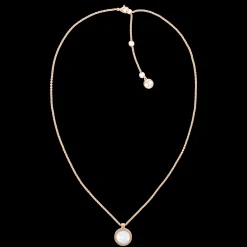 Colar Aco Dourado Rosa Pendente Onix-Tommy Hilfiger Jewelry Clearance