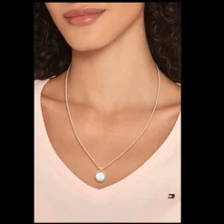 Colar Aco Dourado Rosa Pendente Onix-Tommy Hilfiger Jewelry Clearance