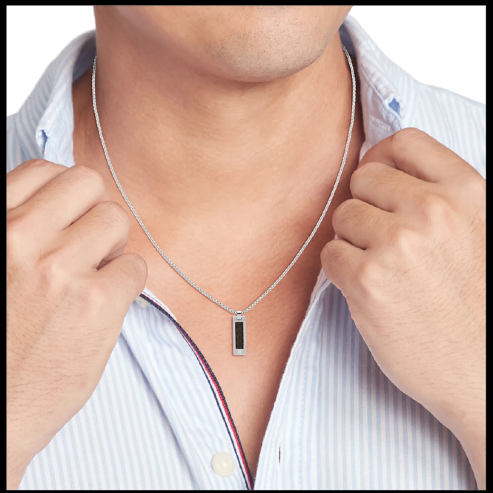 Colar Aco E Pele Castanha-Tommy Hilfiger Jewelry Online