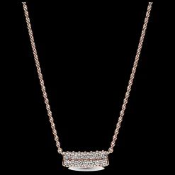 Colar Dourado Rosa Com Zirconias-Pandora Cheap