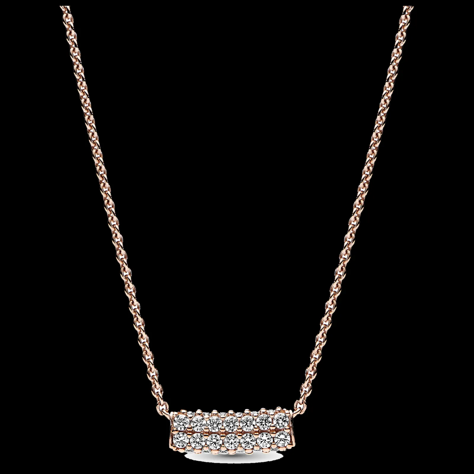 Colar Dourado Rosa Com Zirconias-Pandora Cheap