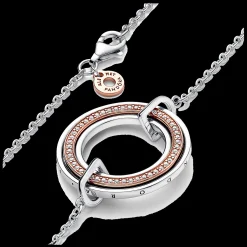 Colar Logo Rosa E Prata-Pandora New