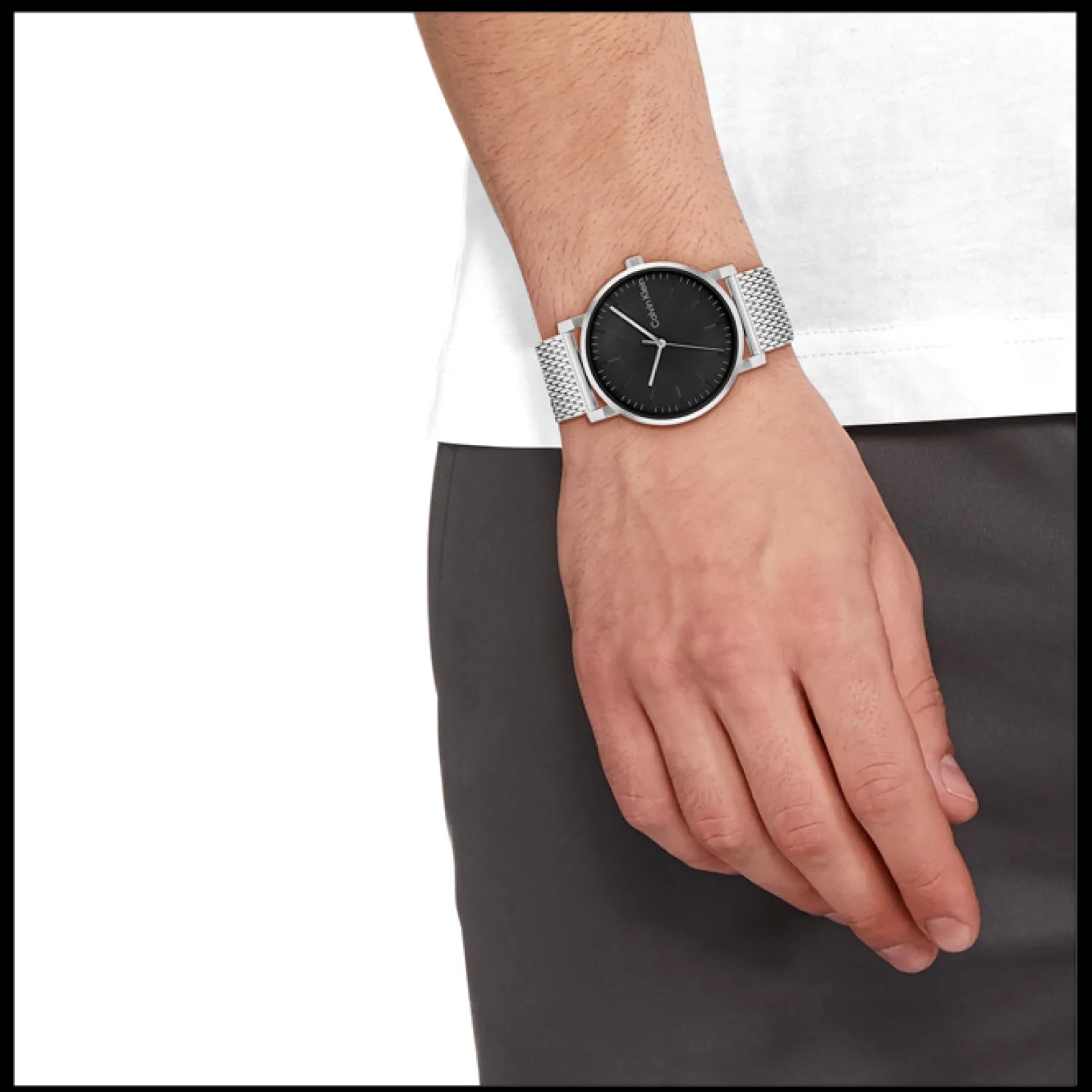 Preto E Aco Em Malha Milanesa-Calvin Klein Watches Fashion