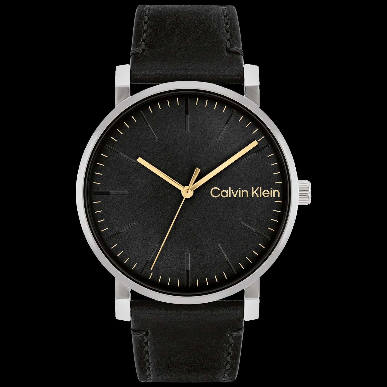 Preto E Aco Em Pele Preta-Calvin Klein Watches Clearance