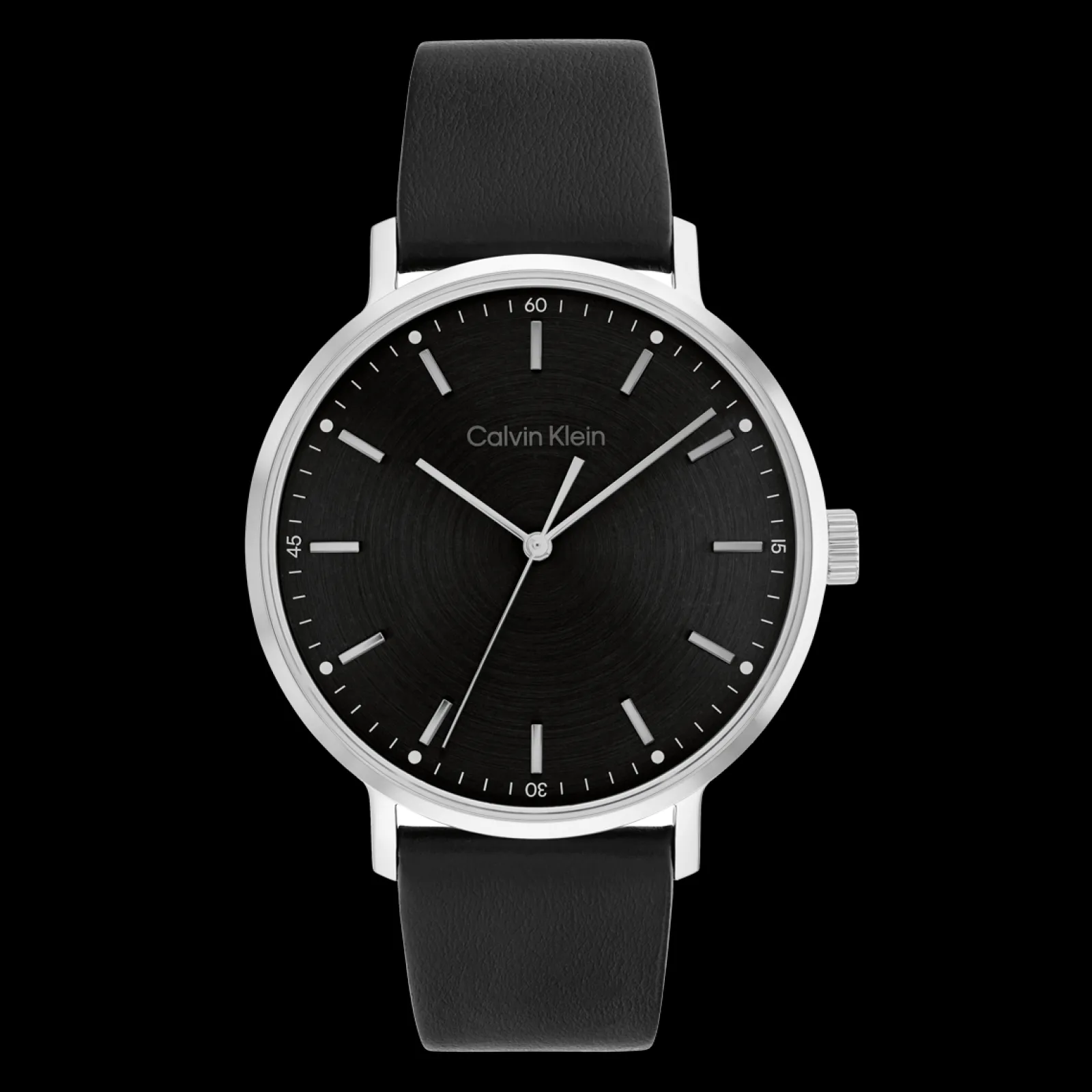 Preto E Aco Em Pele Preta-Calvin Klein Watches Shop