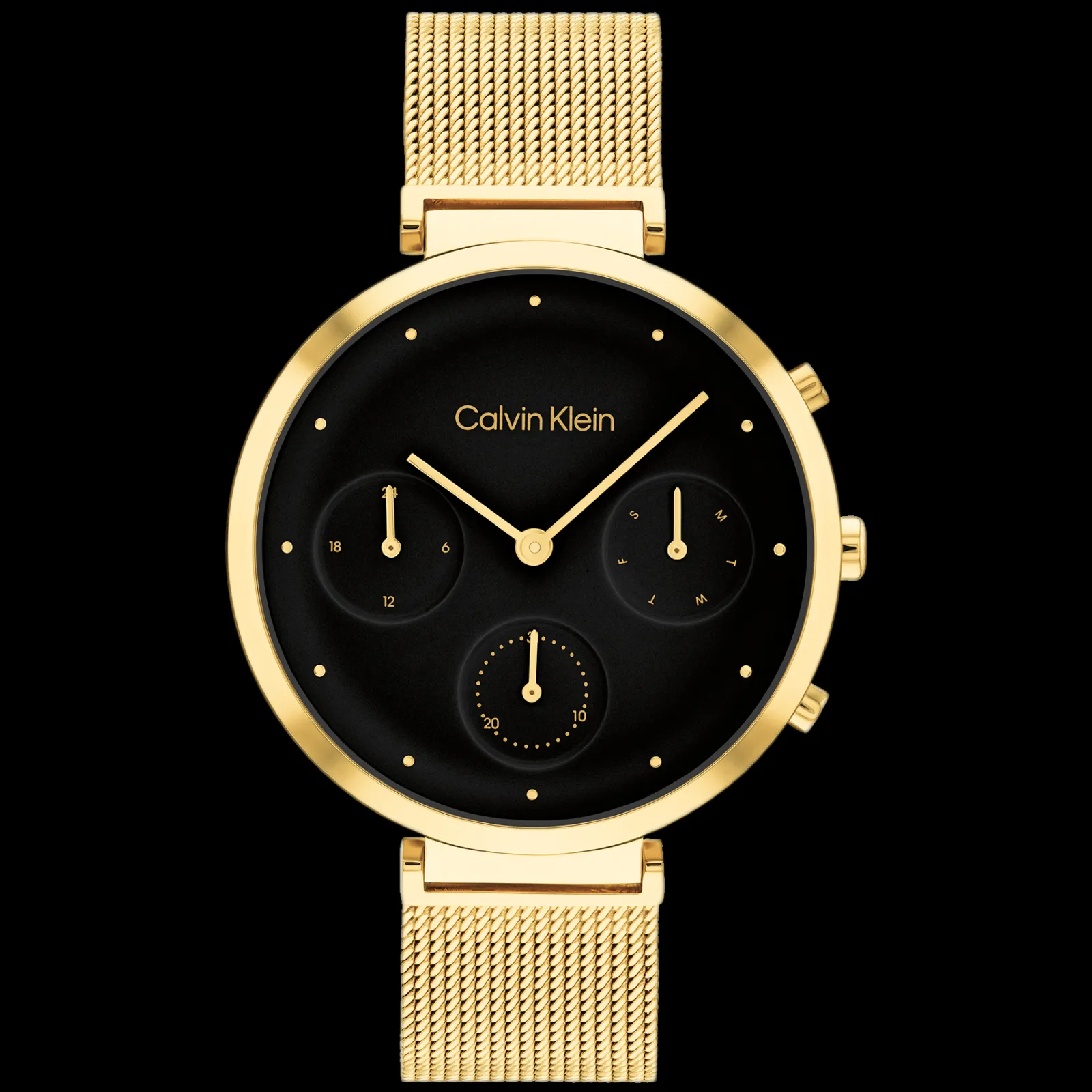 Preto E Dourado Em Malha Milanesa-Calvin Klein Watches Cheap