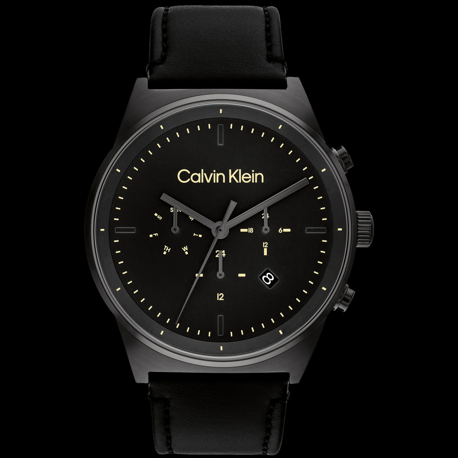 Preto Em Pele Preta-Calvin Klein Watches Outlet