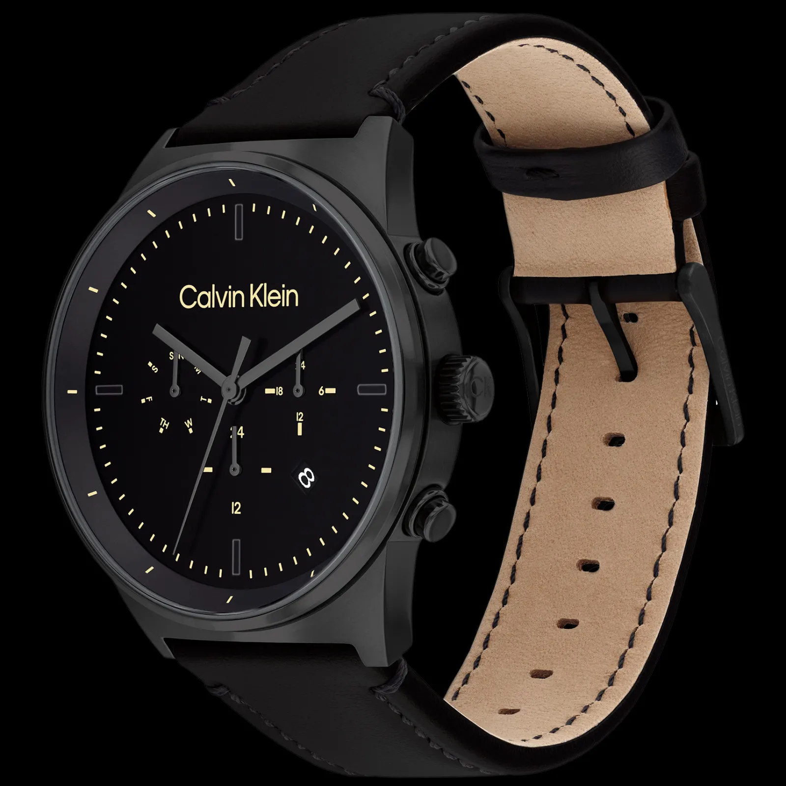 Preto Em Pele Preta-Calvin Klein Watches Outlet