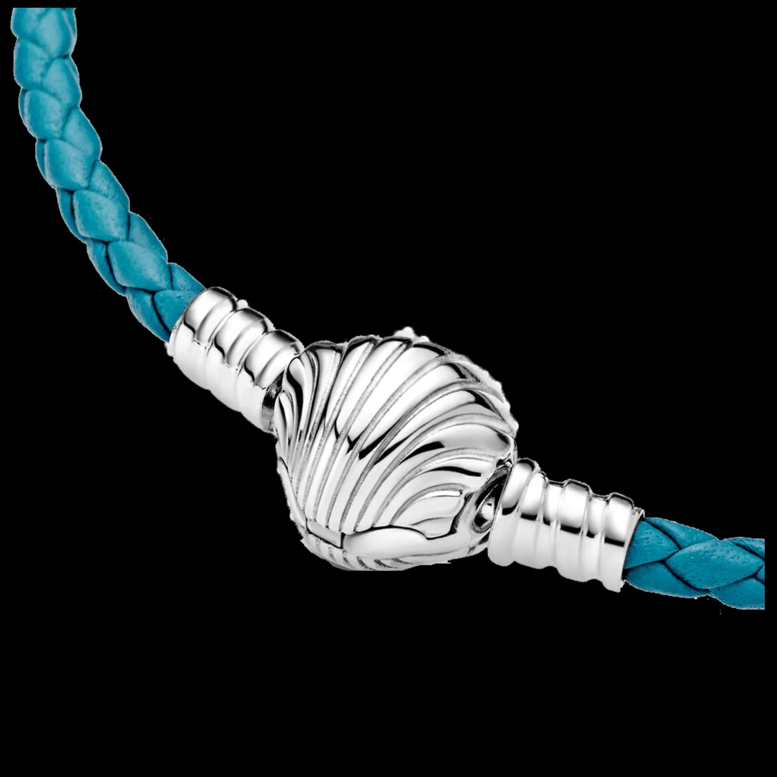 Pulseira Couro Turquesa Com Fecho Concha-Pandora Store