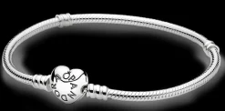 Pulseira De Prata Com Fecho Coracao-Pandora Hot