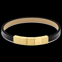 Pulseira Em Pele Preta E Dourado-Calvin Klein Jewelry Best Sale