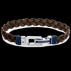 Pulseira Entrancada Aco E Pele Castanha-Tommy Hilfiger Jewelry Cheap