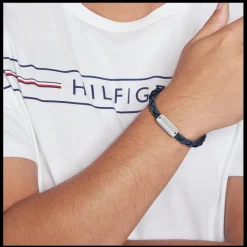Pulseira Pele Azul Fecho Aco Iman-Tommy Hilfiger Jewelry Cheap