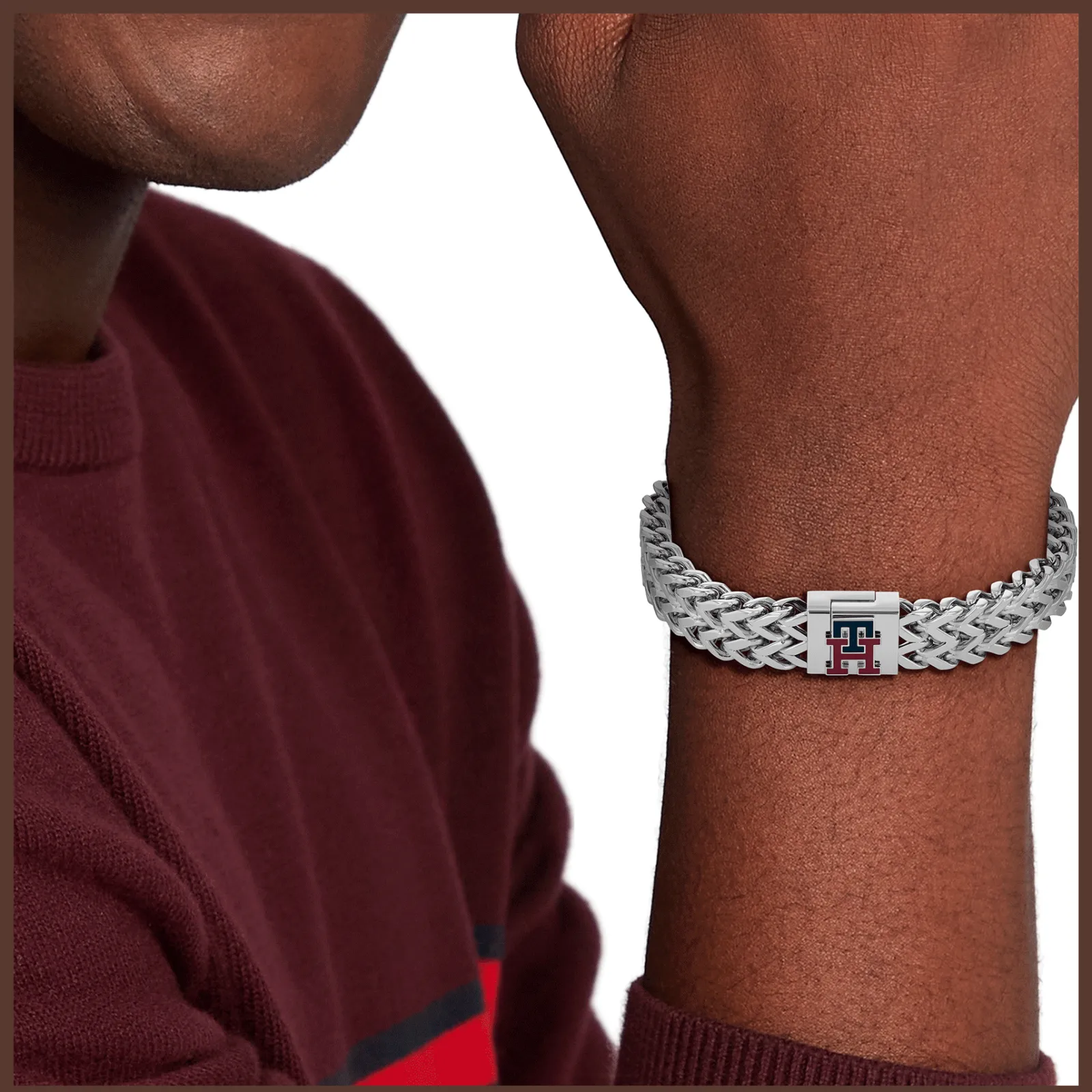 Pulseira Prateada Com Monograma-Tommy Hilfiger Jewelry Hot