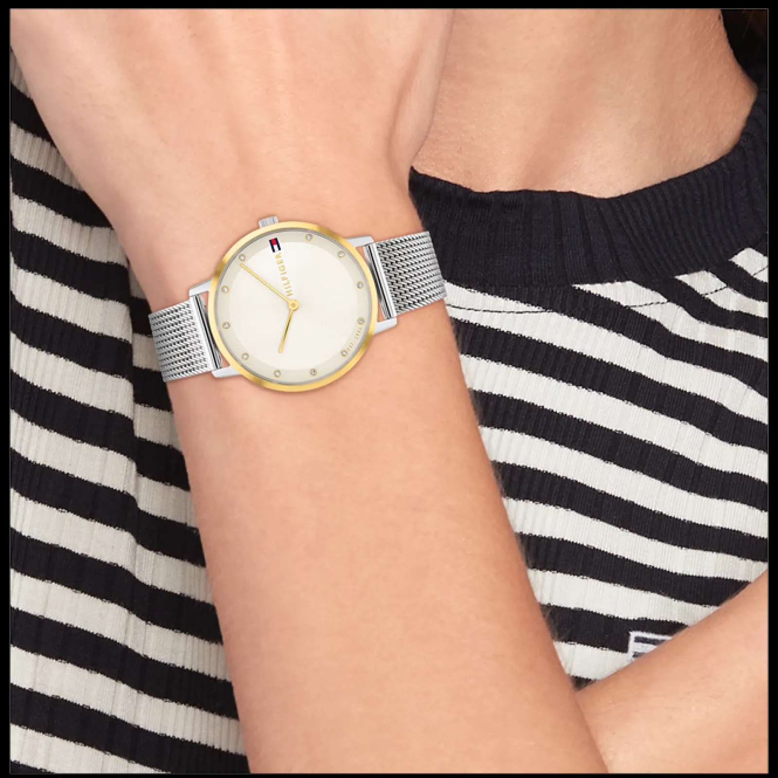 Relogio Aco Bicolor, Cristais E Malha Milanesa-Tommy Hilfiger Watches Sale