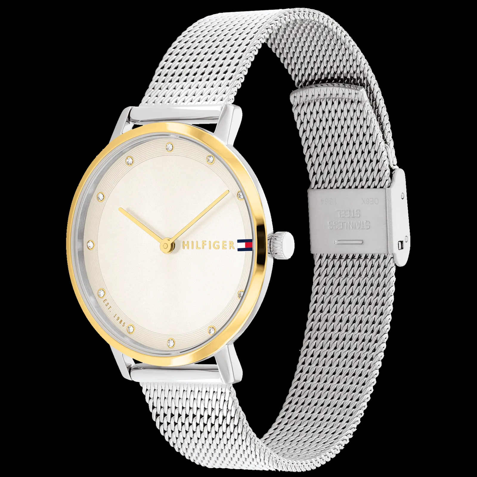 Relogio Aco Bicolor, Cristais E Malha Milanesa-Tommy Hilfiger Watches Sale