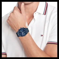 Relogio Aco Ip Azul-Tommy Hilfiger Watches Cheap