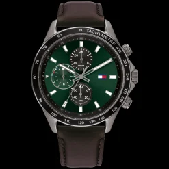 Relogio Aco Ip Cinzento Verde Pele Castanha-Tommy Hilfiger Watches Outlet