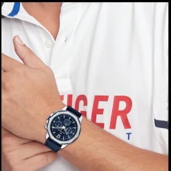 Relogio Aco Ip E Pele Azul-Tommy Hilfiger Watches Best Sale