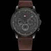 Relogio Aco Ip Preto Pele Castanha-Tommy Hilfiger Watches Shop