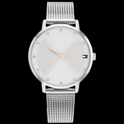 Relogio Aco Prateado, Cristais E Malha Milanesa-Tommy Hilfiger Watches Fashion
