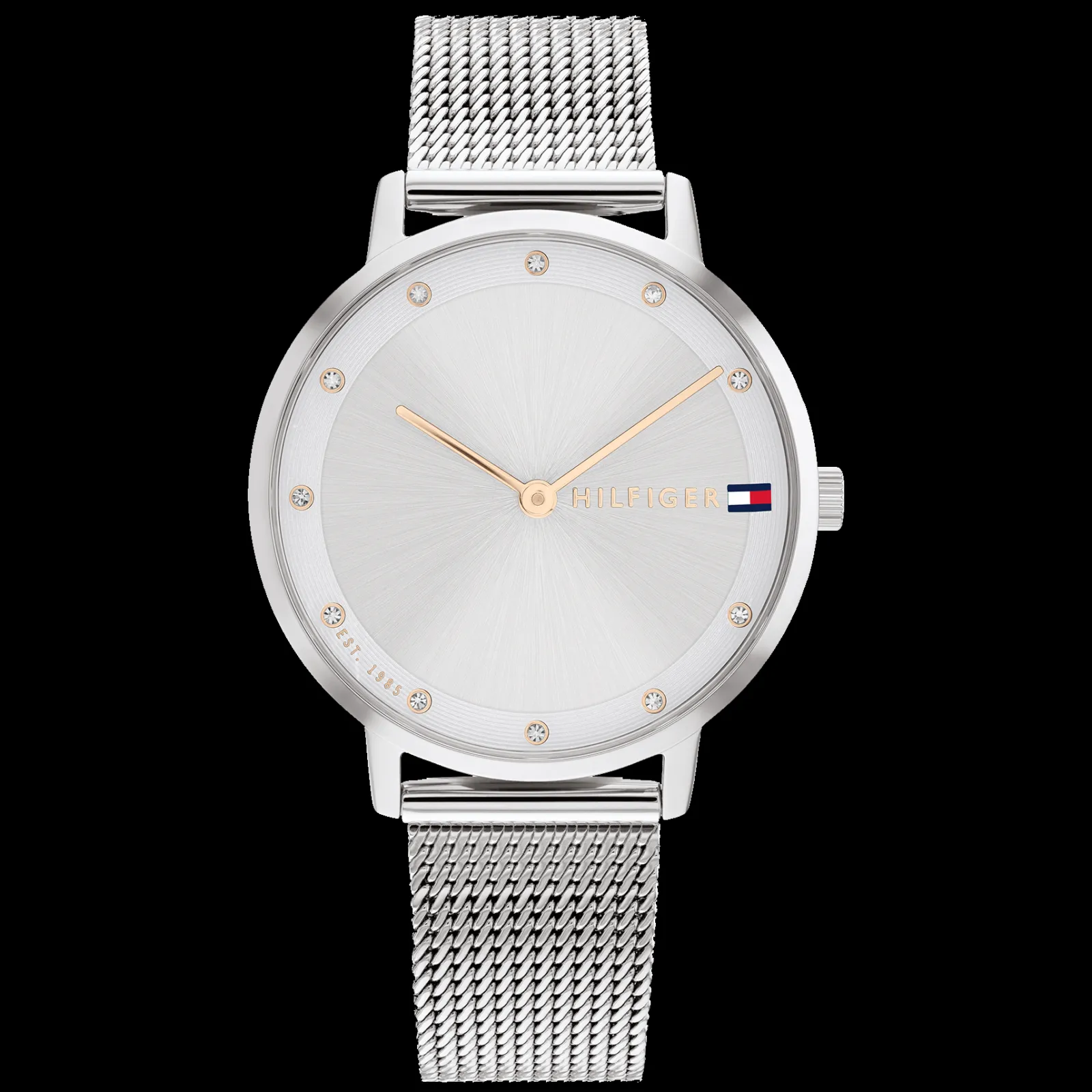 Relogio Aco Prateado, Cristais E Malha Milanesa-Tommy Hilfiger Watches Fashion